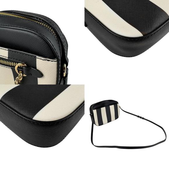 Michael Kors Shoulder Bag Leather Black Off-White Gold Women's Z4095 - Picture 4 of 5